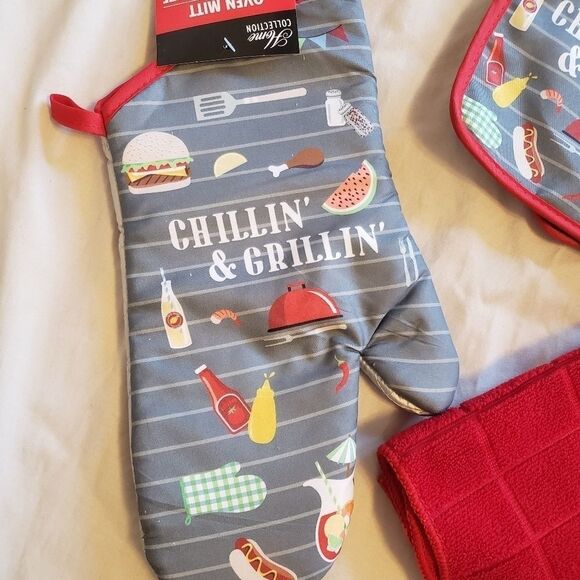 Chillin and Grillin oven mitt Barbecue kitchen set Red - Picture 5 of 5